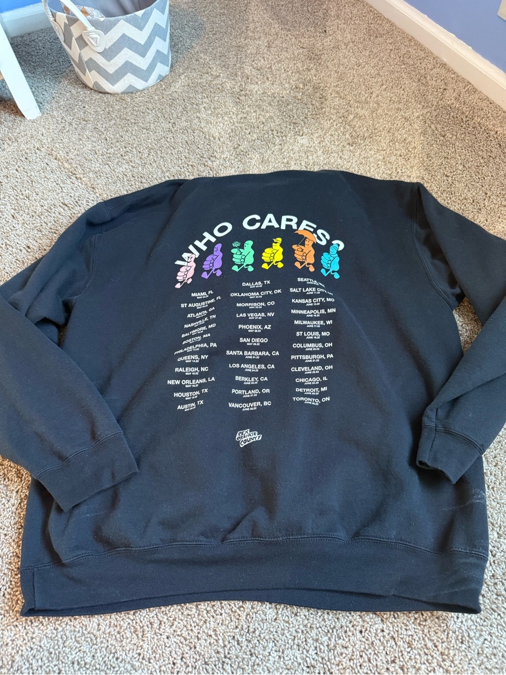 Who Cares? Graphic Black Crewneck Sweatshirt